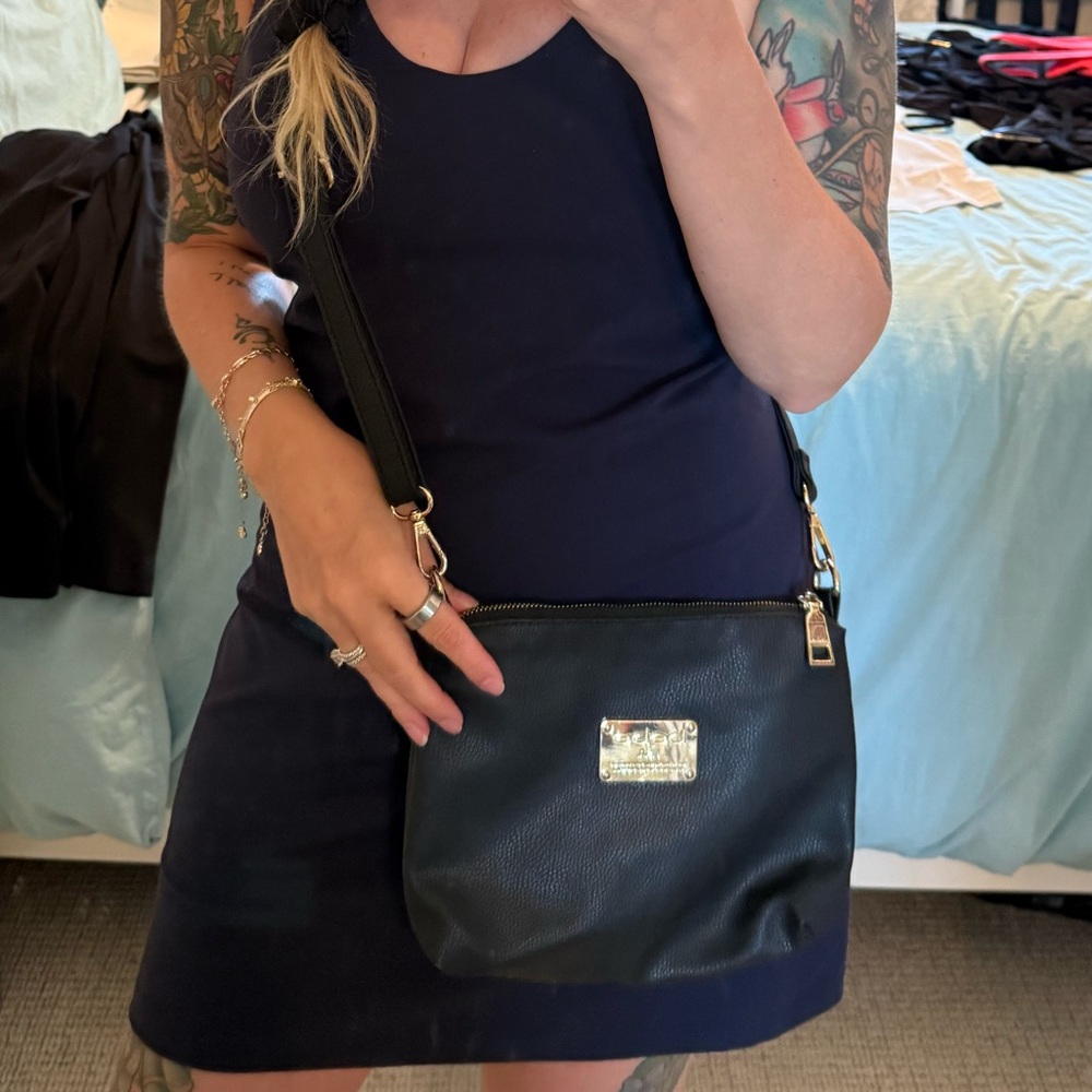 BEBE | Black Pebble Vegan Leather Crossbody Bag